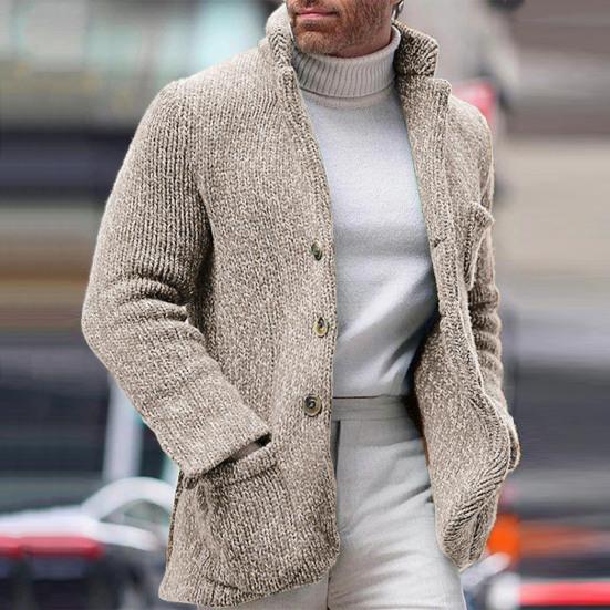 Pánské Vintage Stojací límeček Svetr Bunda Ležérní Jednořadový Stojáček Stojáček Dlouhý rukáv Kapsy Tenký svetr Kabát