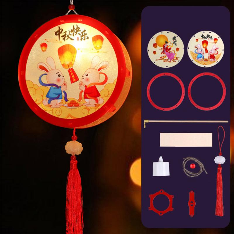 Diy Led Glowing Lanterns Chinese Style Chirdren Handmade Lanterns Kit For Mid-autumn Festival Gift
