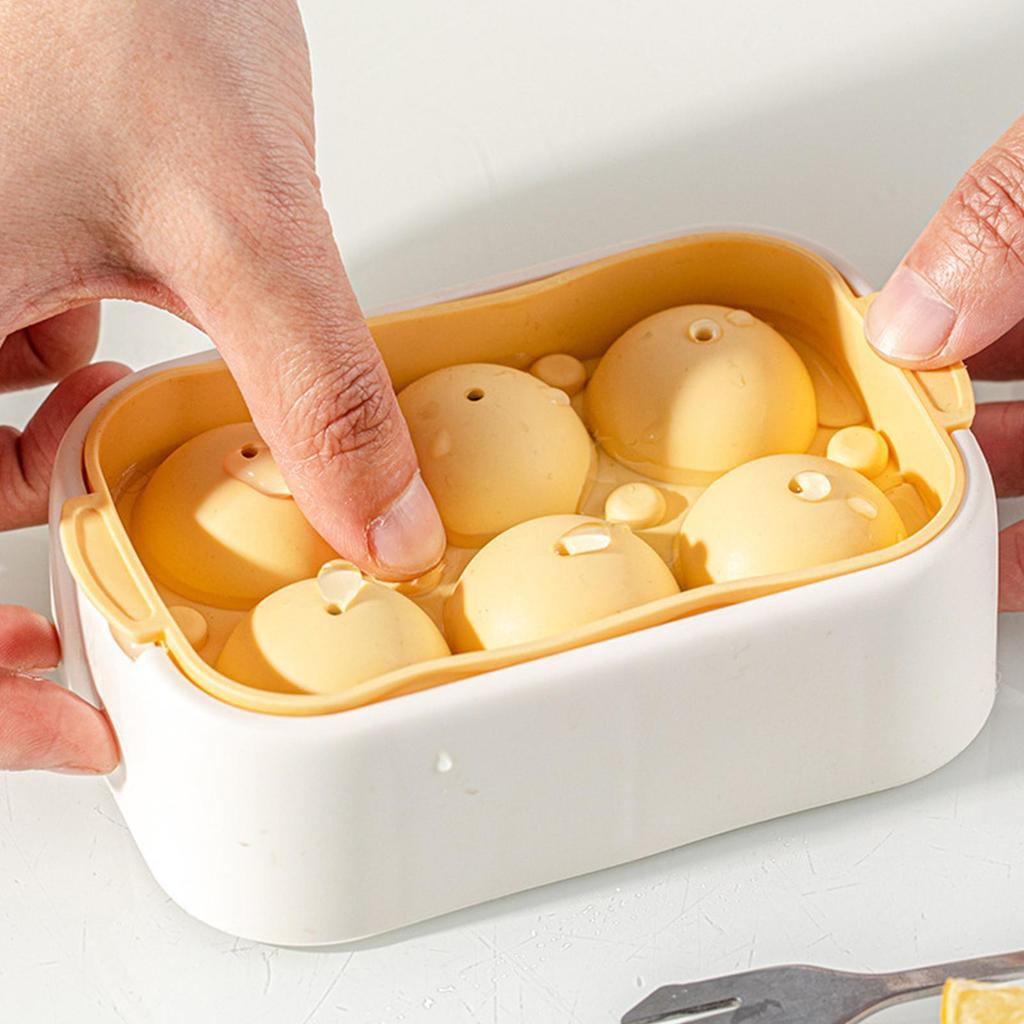 6 Balls Round Ice Cube Tray Stackable Easy Release Flexible Ice Maker Mold for Whiskey Cocktail Coffee Beverages Summer Picnic