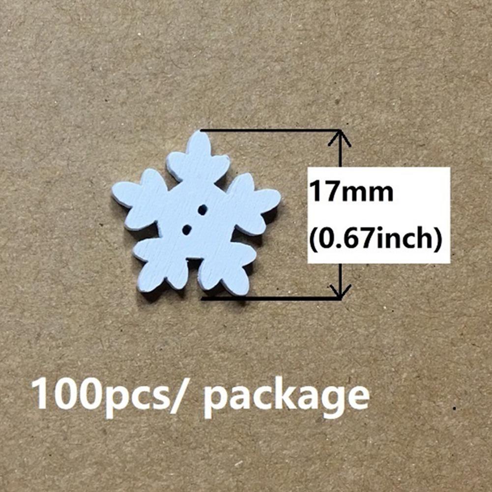 Fashion Ornaments Festival 100Pcs 1.7cm Tree Ornament Christmas Hanging DIY Snowflake Wood Craft Xmas Decor