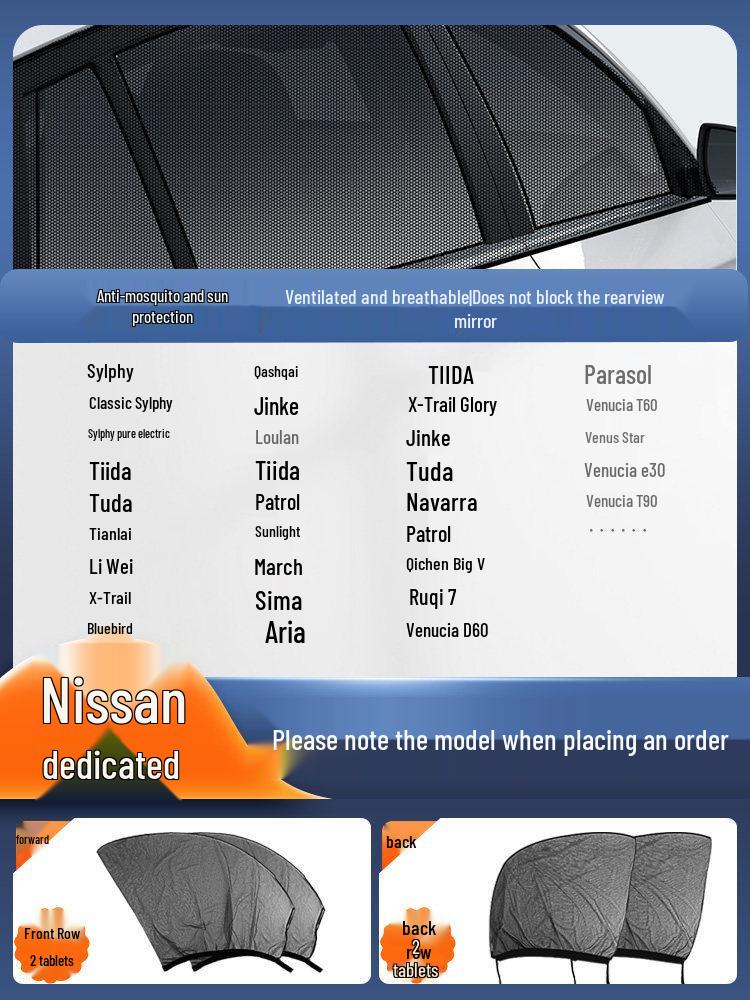 Car Window and Sunroof Anti-Mosquito Mesh: Insect-proof Sun Protection Screen & Curtain.