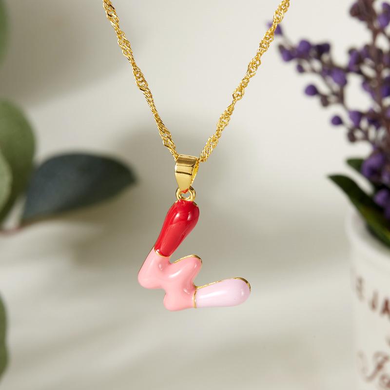 Colorful Bubble Initial Pendant Necklace - 26 Letter Clavicle Chain Jewelry