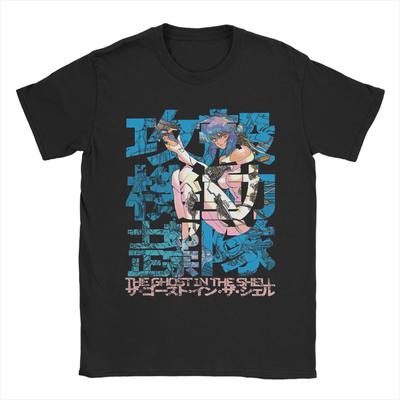 Męska Damska Koszulka Kusanagi Motoko Duch Żołnierz Ghost In The Shell Koszulki Hipster Lato T-Shirty Vintage 100% Bawełna Odzież