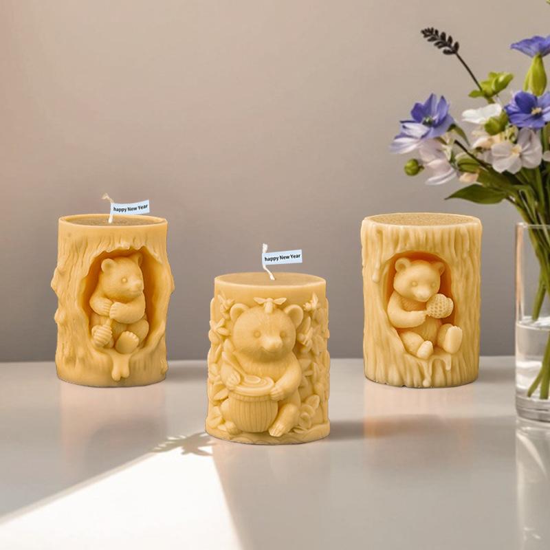 3D Cute Squirrel Aromatherapy Candle Mold DIY Creative Simulation Koala Relief Cylinder Resin Mold Cement Gypsum Home Decoration