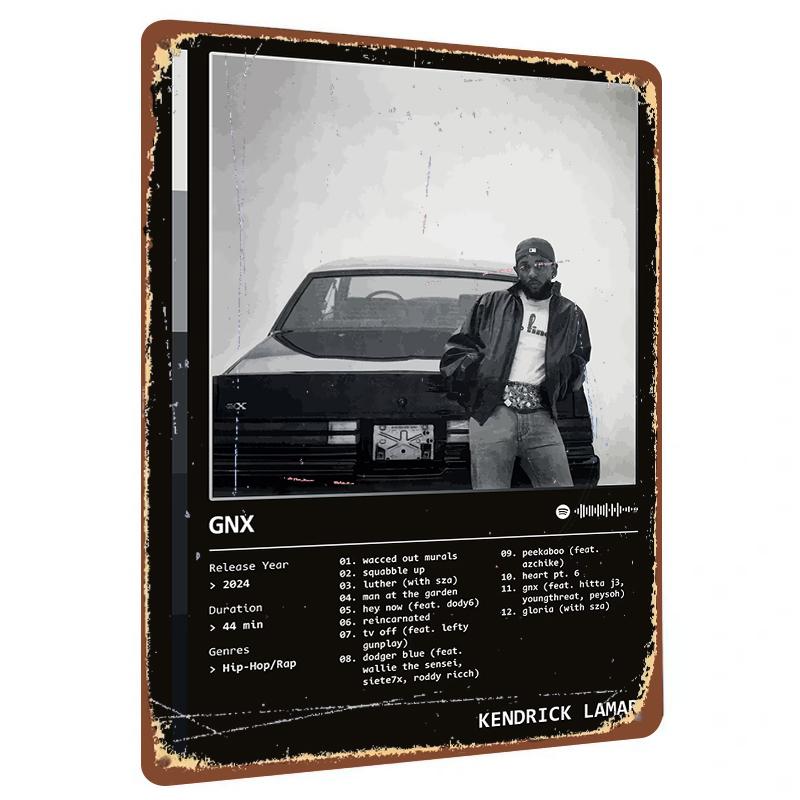 

Kendrick Lamar GNX Album Cover Custom Metal Wall Art Decor for Music Fans Home Decorations 20x30cm（7.8x11.8inch）