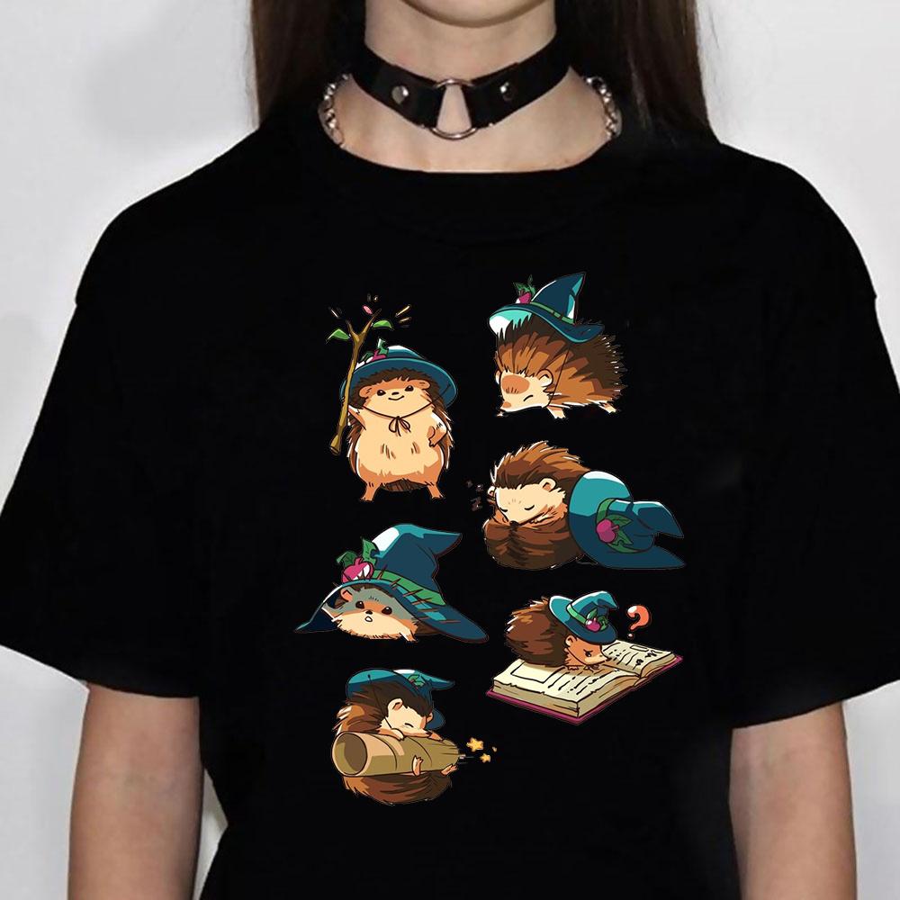 Hedgehog tshirt Women harajuku Y2K funny tshirts girl streetwear designer comic clothing