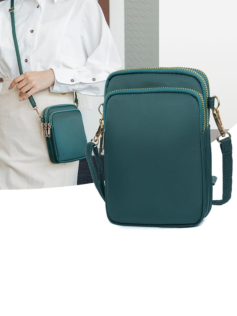 women's zero wallet nylon crossbody bag solid shoulder bag multi-layer zipper mommy bag can store mobile phones, chang