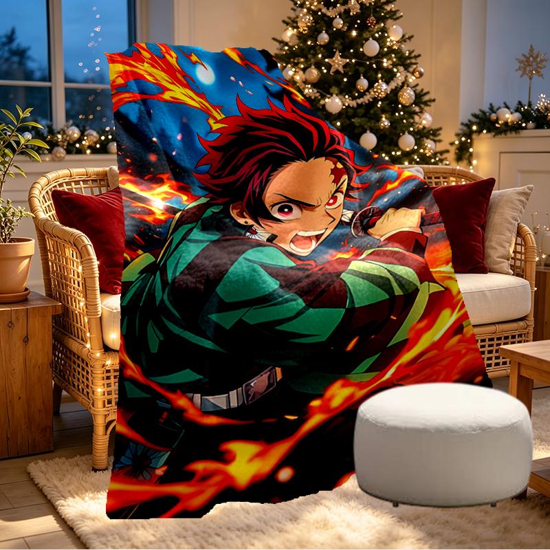 Demon Slayer Print Blanket - Soft & Comfortable, for Bedroom, Travel, Sofa, Home Decoration - Birthday Christmas Gift for Friend