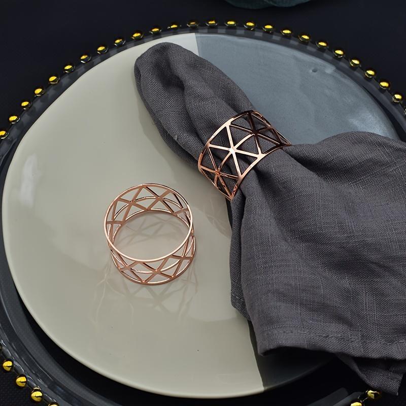 

высококачественные блестящие металлические полые треугольные кольца для салфеток, зажимы для салфеток, подходят для кейтеринга, юбилеев, свадеб, дней рождения, подарков на День святого Валентина розового золота