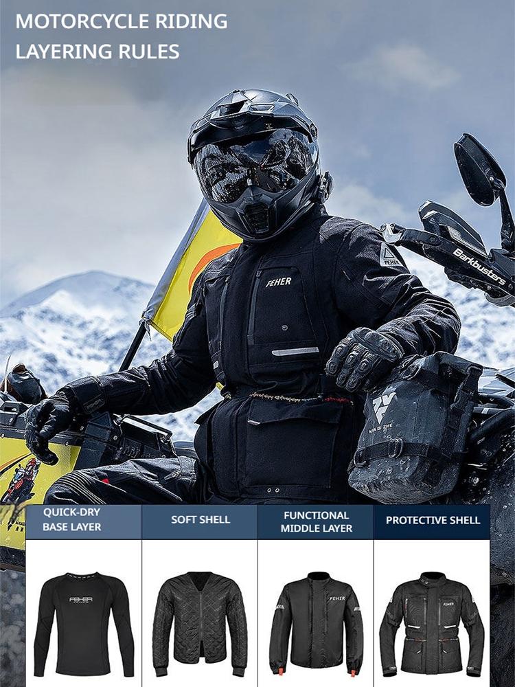 FEHER Autumn Winter Motorcycle Touring Suit Man Waterproof Removable Liner Motorbike Adventure Suits Breathable Warm Riding Sets