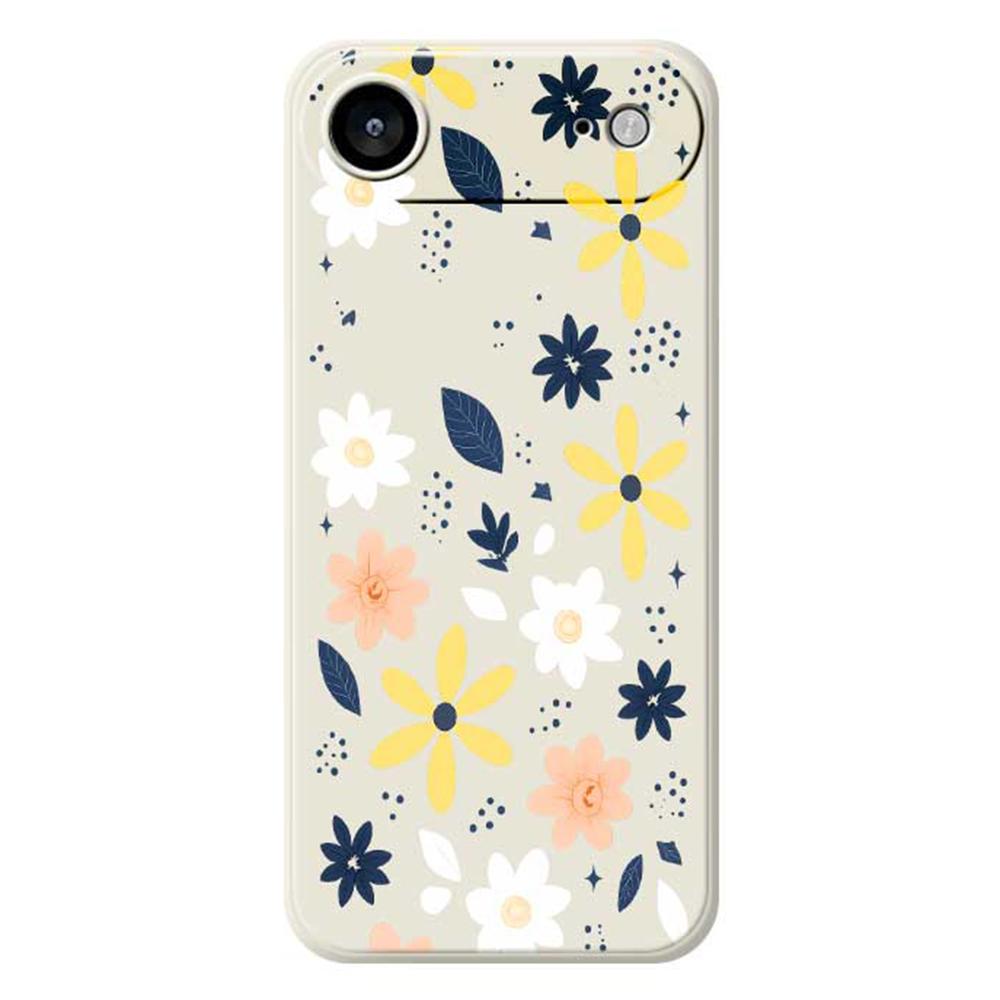 For iPhone 17 Air Case Colorful Floral Blue Leaves Pattern Printing Straight Edge TPU Phone Back Cover
