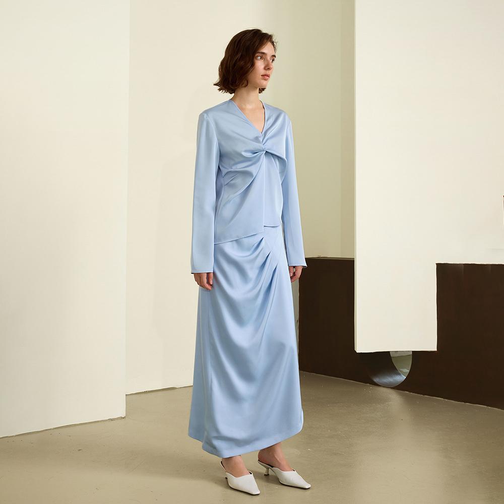 Waiwaiaiem Yy_Blue Elegant Pleated Skirt