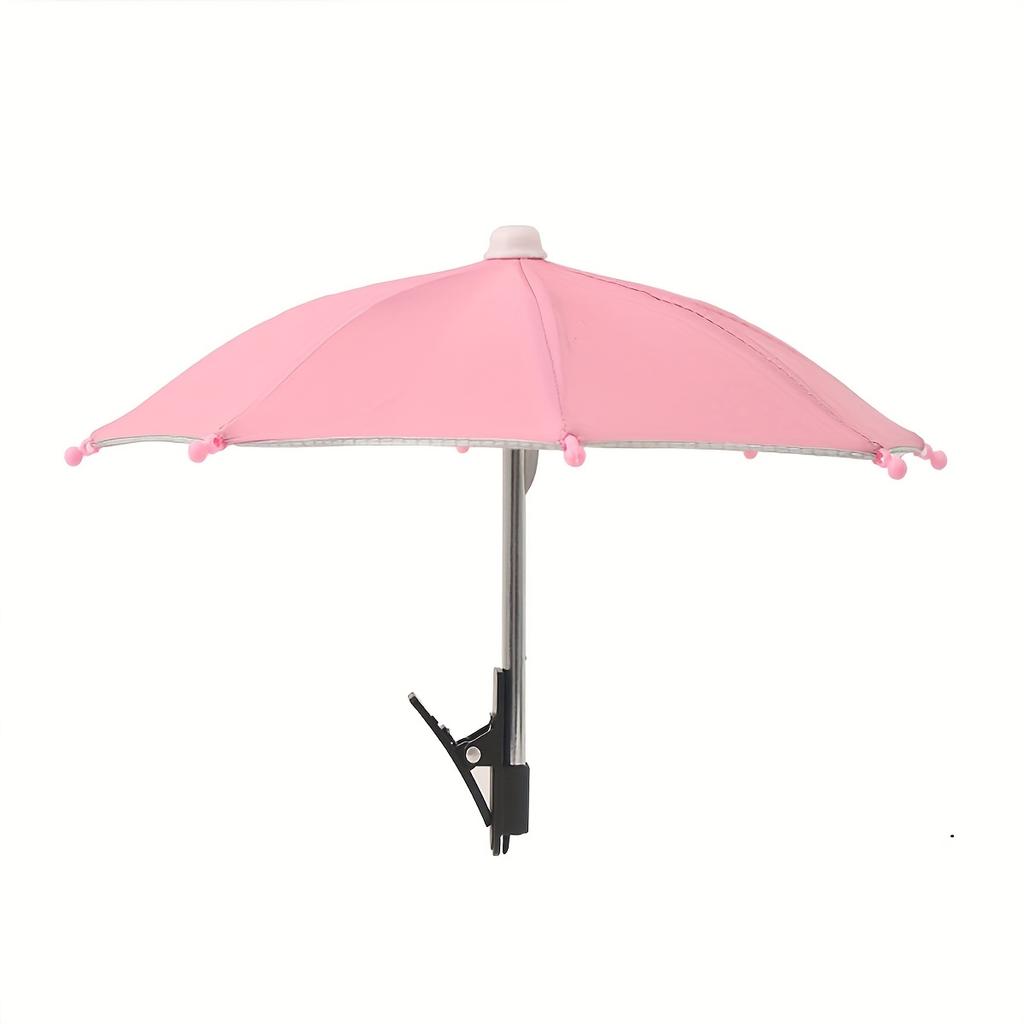 Live Streaming Rainproof Anti-Reflective Phone Umbrella, Mini Cycling Sunshade Cute Umbrella with Clip Small Decorative Parasol
