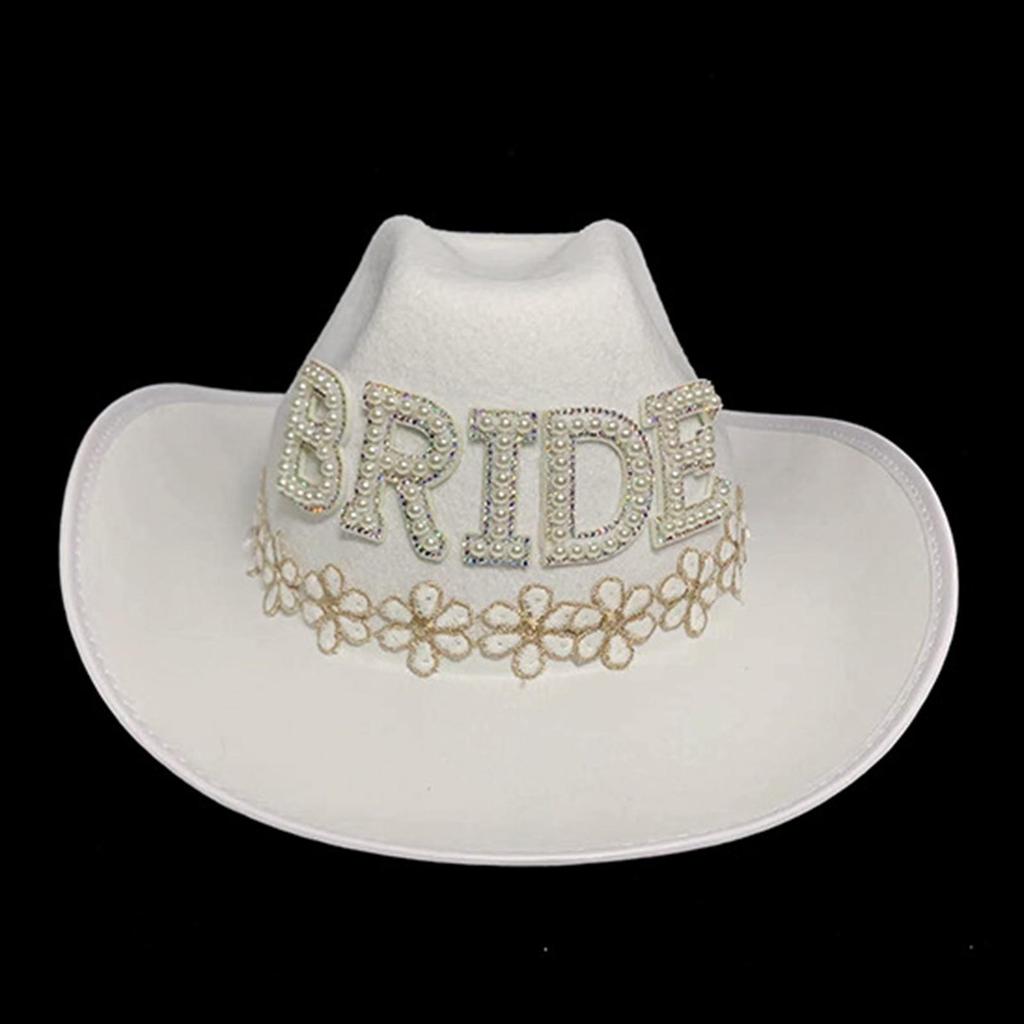 Elegant Pearl Embellished Cowgirl Hat for Halloween and Costume Parties