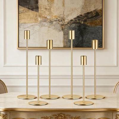 Retro Gold European Luxury Metal Candle Holder for Romantic Living Room Decor