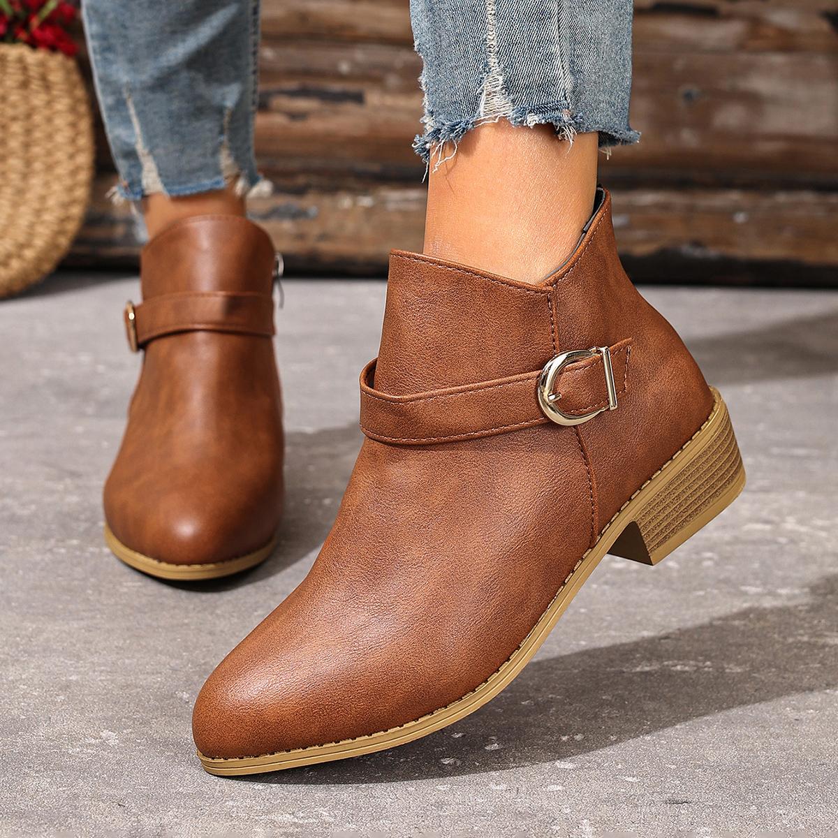 Fashionable New Wear-resistant and Anti Slip Walking Boots for Winter Elegant Solid Color Comfortable and Casual Boots for Women 35