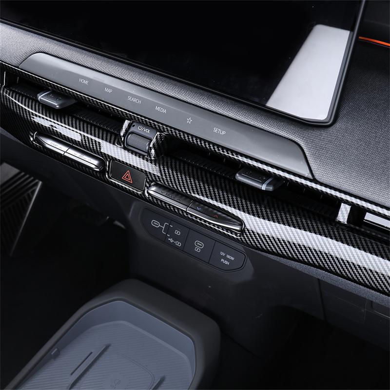 For Kia EV3 2024 2025 Tuning Carbon Fiber ABS Dashboard Middle Air Conditioner Vent Cover Trim Car Interior Accessories LHD