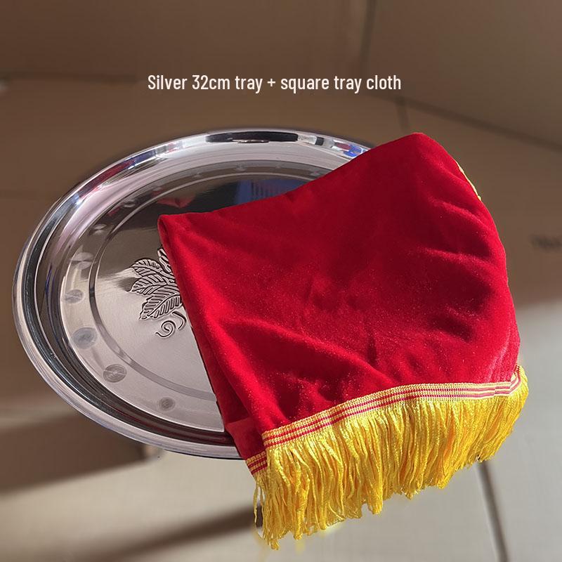 Roter Samt Satin Quaste Jubiläumszeremonie Tablett Tuch
