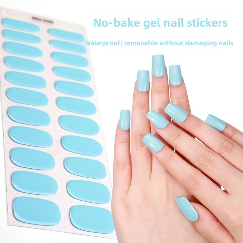 Nail Art Sticker Free Baking Solid Color Semi-Curing Nail Sticker