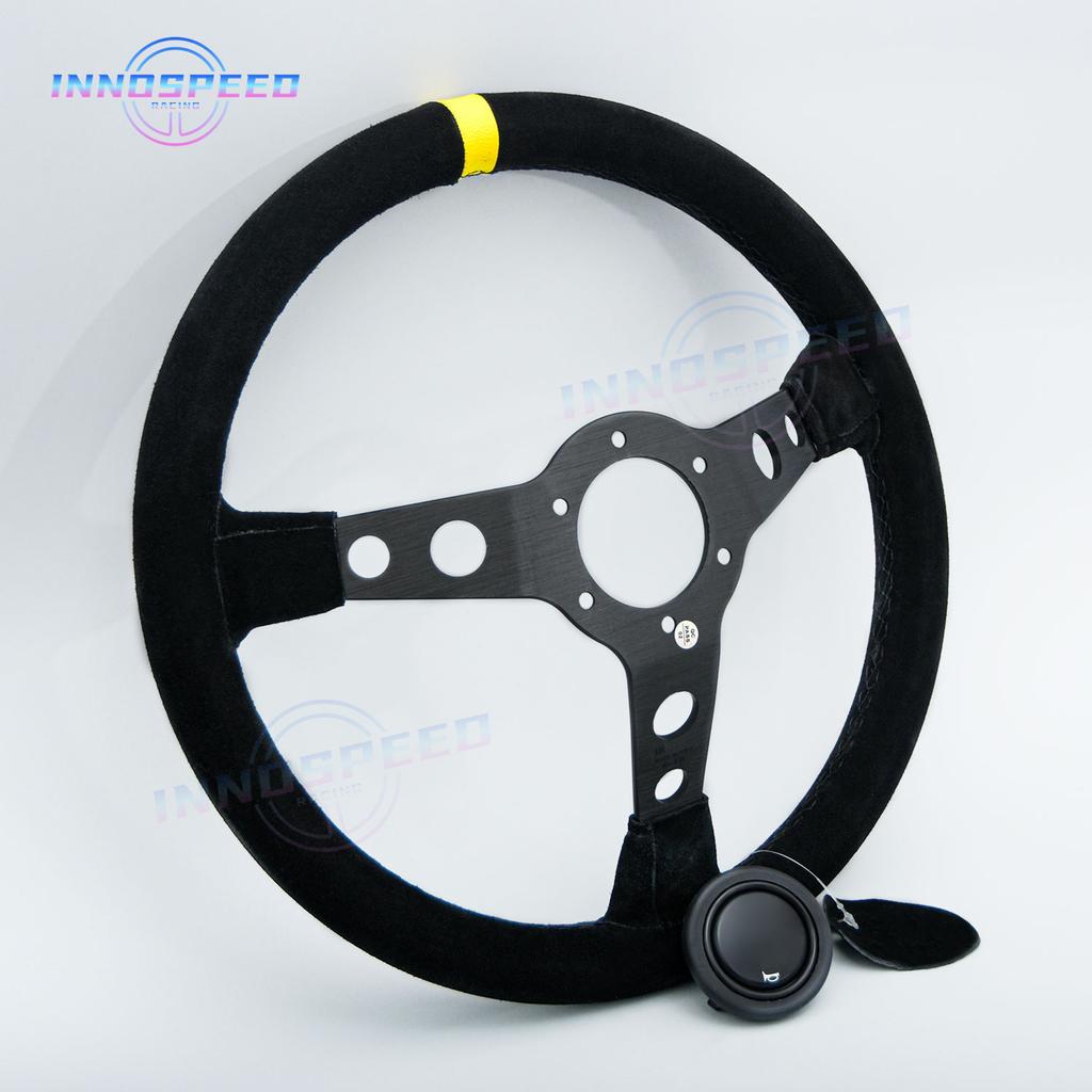 JDM 350mm 14Inch Car Steering Wheel Suede Leather Drift Racing Game Steering Wheel Car Sport Sim Steer Wheel for Universal