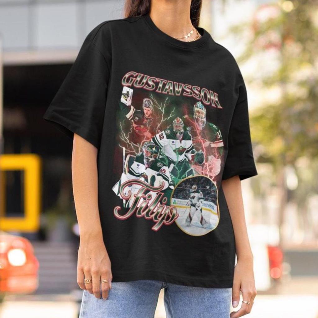 Filip Gustavsson Shirt Vintage Minnesota Wild NHL Fan Hockey Design Retro Bootleg Geschenk Klassisches Grafik-T-Shirt Unisex T-Shirt Limitierte Auflage