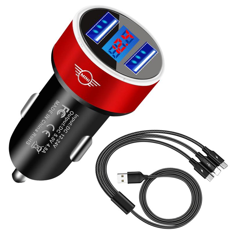 

1 шт. Автомобильное зарядное устройство 2 USB-порта Быстрая зарядка Цифровой дисплей Автоаксессуары Для MINI Cooper F54 F55 F56 R56 R60 Roadster Clubman Coupe
