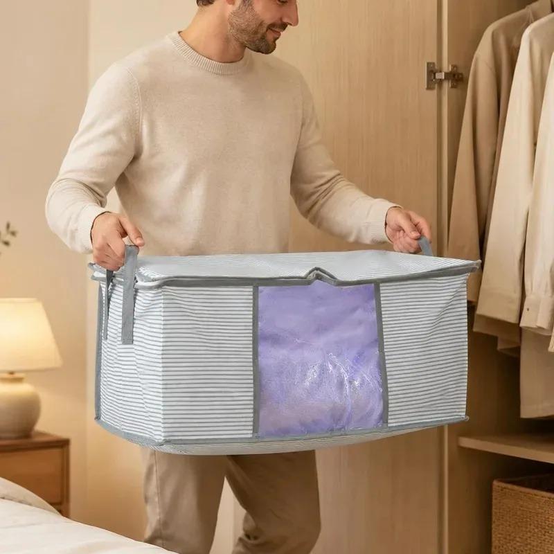 Vliesstoff Organizer Tasche Groß Kleidung Bettdecke Aufbewahrungstasche Faltbar Platzsparend Behälter Pack Hohe Tragfähigkeit