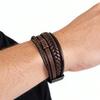 Leather Bracelet - Simple and Retro Decorative Pendant Bracelet, Multi-layer Woven Chain, Men's Style, Alloy, Magnetic Attachment