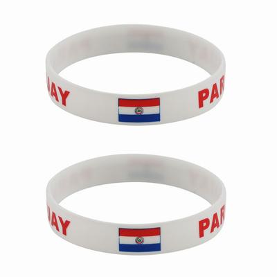 2 pezzi Braccialetti in Silicone Bandiera del Paraguay Braccialetto Sportivo per Giochi Bandiere Nazionali Cinturino da Polso per Uomo Donna Fascia di Gomma Motivazionale Accessori Moda Regali