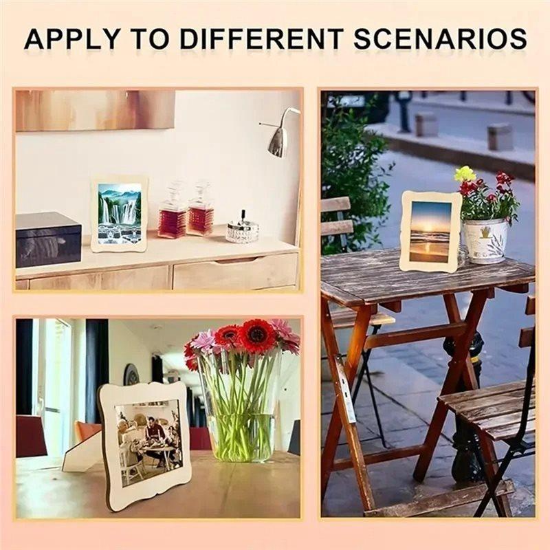 A25F-20PCS Wooden Blank Frames DIY Craft Kit Hand Painted Tabletop Display Bulk Wedding Home Decor Accents