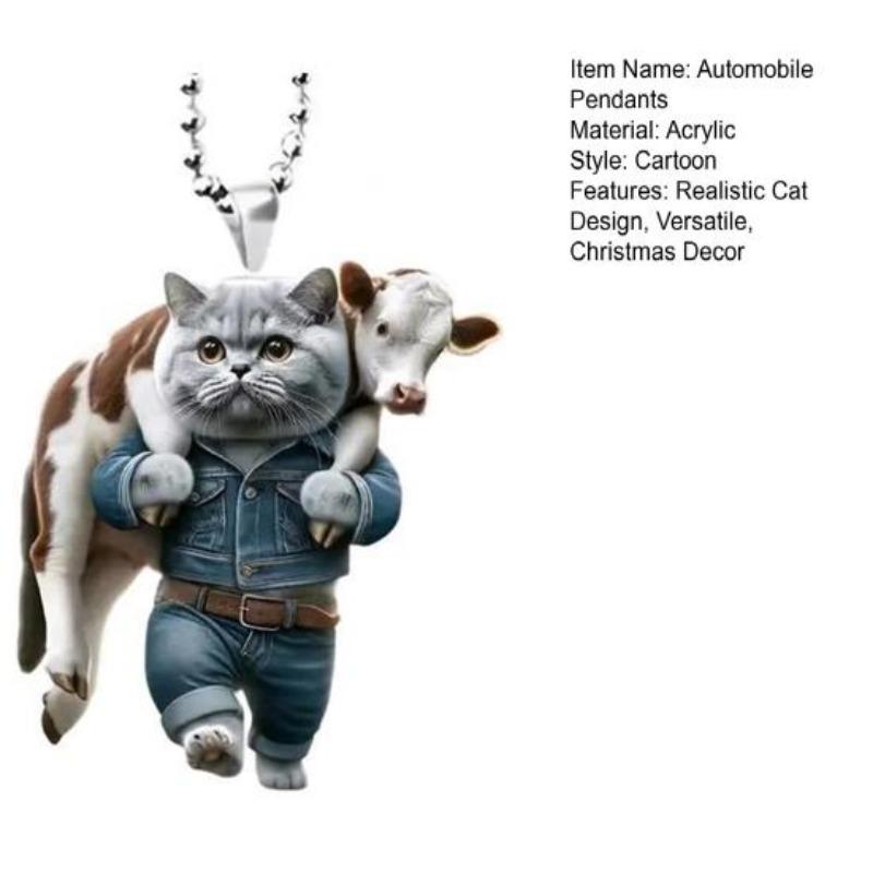 Auto-Rückspiegel-Ornament, schöner Katzenanhänger, Weihnachtsbaum, hängende Dekoration, Acryl, Weihnachtsbaum-Dekor, Auto-Innenausstattung