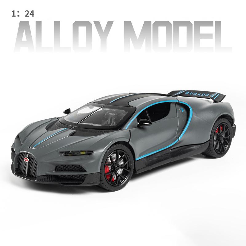 1/24 Bugatti Tourbillon With Spray Supercar Alloy Muscle Car Model Sound and Light Pull Back Children's Toy Collectibles Birthday gift