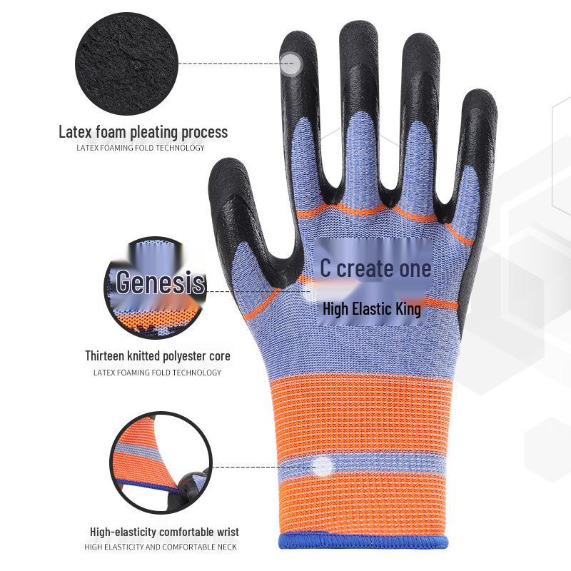 Breathable Summer Work Gloves - Latex Coated, Wear-Resistant Rubber Protection