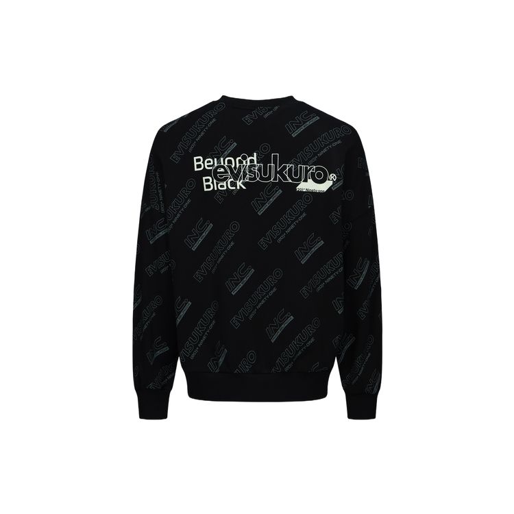 Evisu Letter Logo All Over Print Pullover Sweatshirt Men Sweatshirt Black 2ESGNM3SW426LFCT