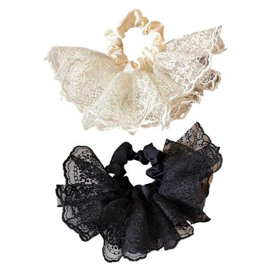 Hair Tie High Elasticity Non-Stretching Double-Layer Lace Korean Style Oversized Skirt Design Hair Rope Buns Ponytails Hair Accessories