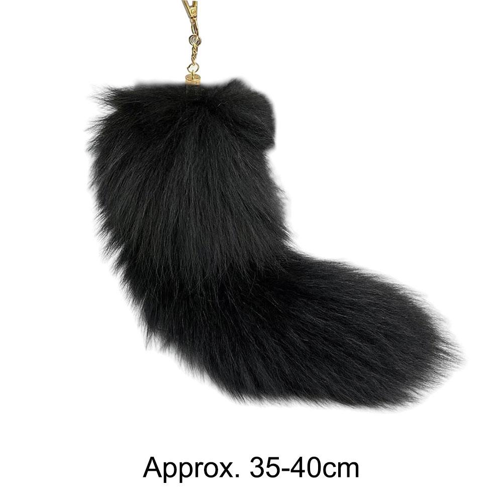 Huge Fluffy Faux Fur Fox Tail Keychain Therian Tail Fox Tail Keychain Fur Pendant Key Chain Gift for Women Girl Cute Animal Tail