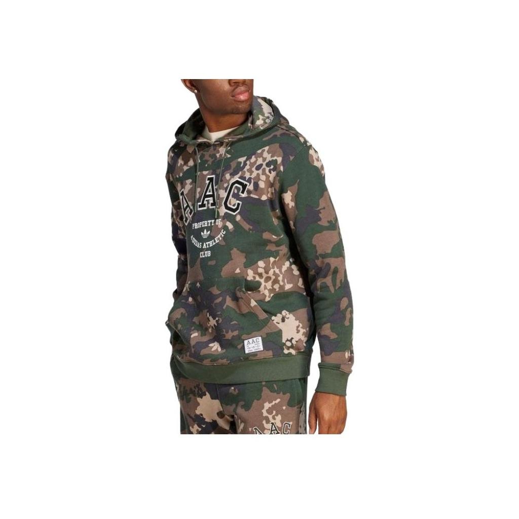 Adidas Camouflage Lockerer Amerikanischer Langarm-Hoodie Herren Hoodies Grün IR9476