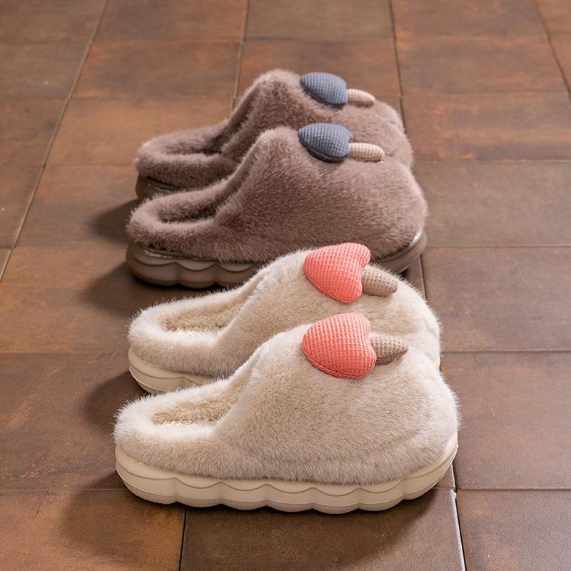 Thick-bottomed root-wrapped mushroom cotton slippers female winter couple indoor non-slip household warm fluffy slippers