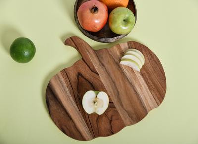 Organic Acacia Kitchen Wood Chopping Cutting Butcher Block Board for Cheese, Meat, Vegetables, Fruit and Salad Pumpkin Board, 12 X 13 Inch