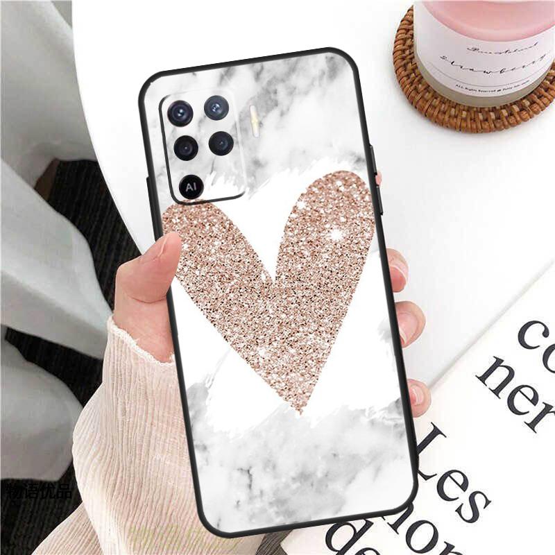 Love Rose Gold Style Case For Oppo A18 A74 A57 A17 A77 A38 A58 A78 A98 A54 A94 A80 A60 A40 A96 A76 A16 A15 A5 Pro