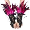 Cross-Border Halloween Feather Fingerless Gloves with Black Lace Bracelet Accessories