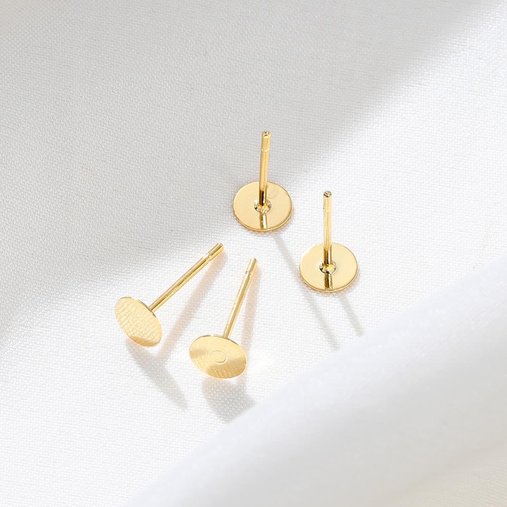 50pcs 14k 18k Plated Round Stud Earring Hooks 3 4 5mm Earrings Findings Components  For  DIY Jewellery Craft Supplies Making