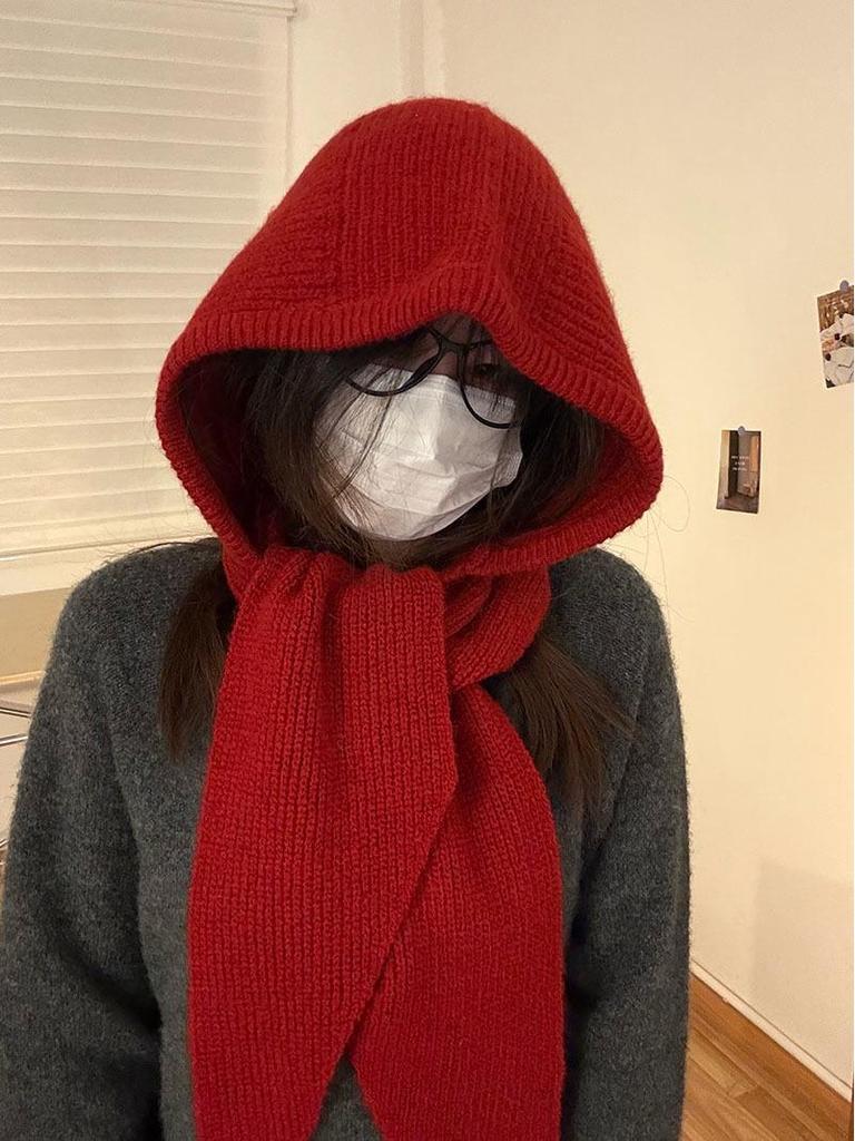 Kapuzenschal und Mütze im koreanischen Stil: Winddicht, Warm, Gestrickt für Herbst-/Winter-Radsport.