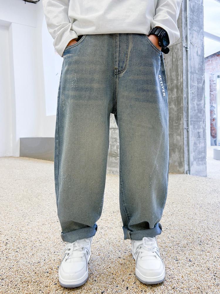 Boys' Cool Soft Denim Jeans: Stylish, Loose-Fit Sporty Trousers for Autumn 2025