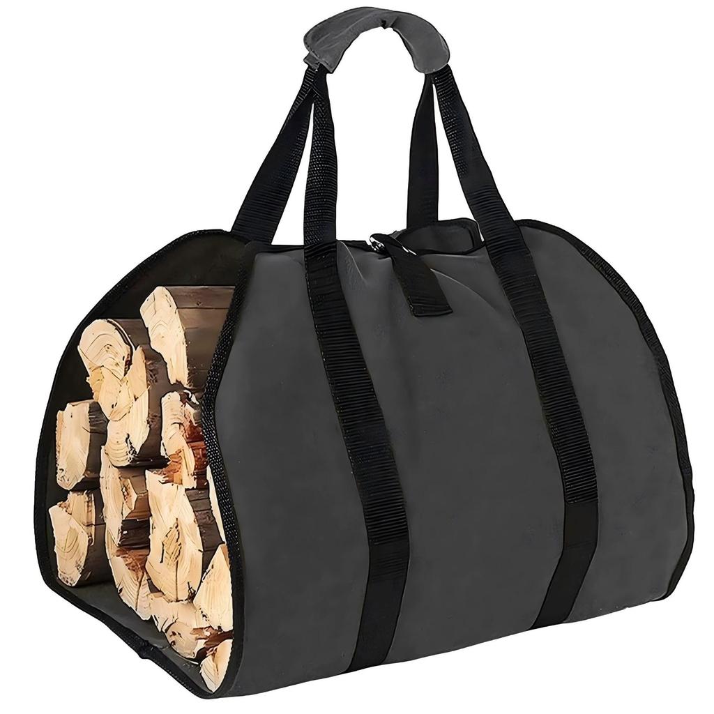 Large Capacity Wear-Resistant Canvas Firewood Carry Bag