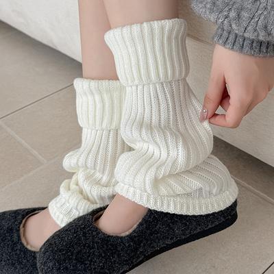 Dicke warme gestrickte Socken mit hohem Schaft für Damen, Herbst und Winter, zum Dünnmachen, mit Rüschen.