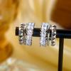 Sparkling Cubic Zirconia C Stud Earrings for Women Light Luxury Gold Plated Brass CZ Earrings Aesthetics Party Wedding Jewelry