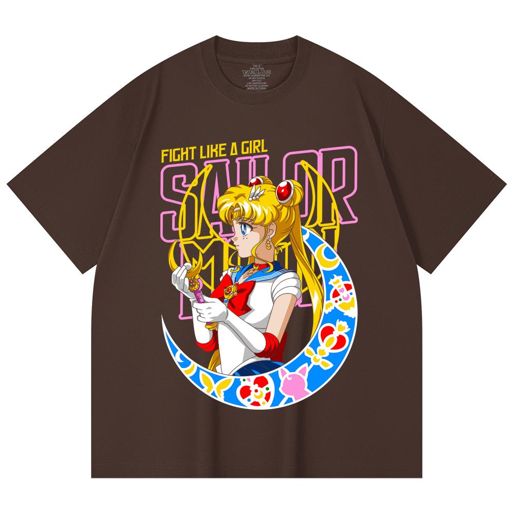 230 g/m² 100 % Baumwolle Sailor Moon V8 Minako Druck Unisex Schweres Baumwoll-T-Shirt