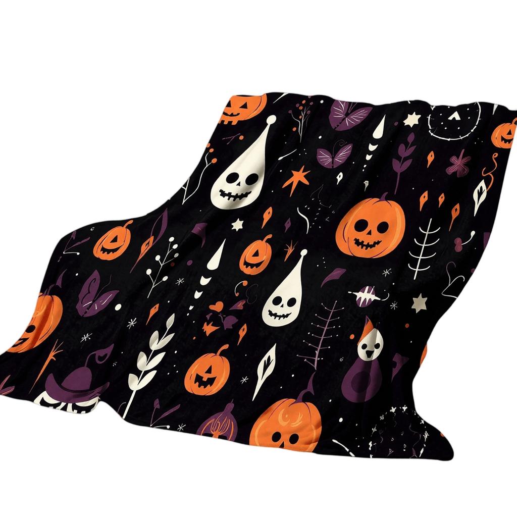 Halloween Flannel Blanket - Scary Throw for Couch, Sofa, Bed, Indoor Outdoor Home Decor