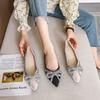 Fashion Ballet Flats Shoes for Women Fashion Rhinestones Bow Flat Footware Female Plus Size Moccasin Boat Shoes Chaussure Femme 2024